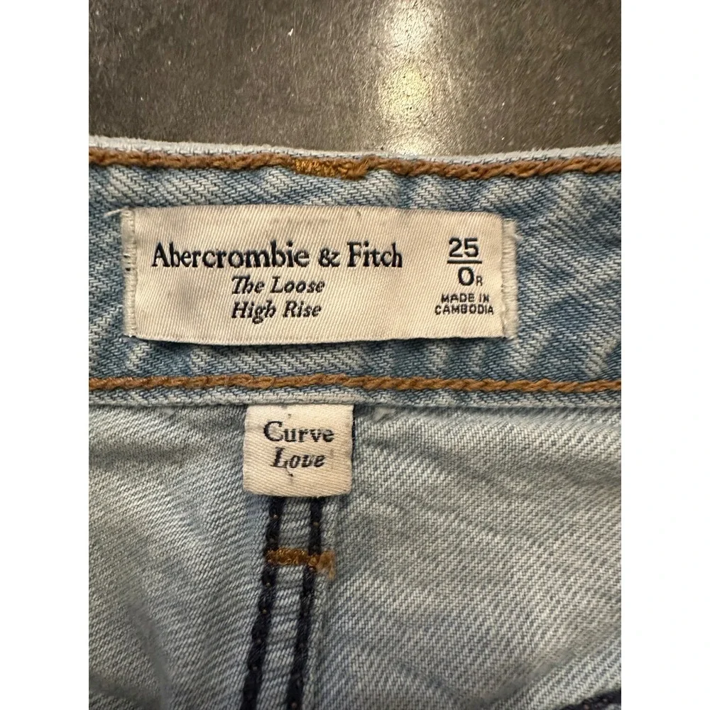 Abercrombie & Fitch Loose High Rise Jeans Women 25 0R‎ Light Wash Curve